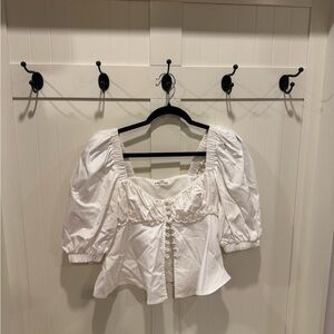 For Love And Lemons White Puff Sleeve Blouse